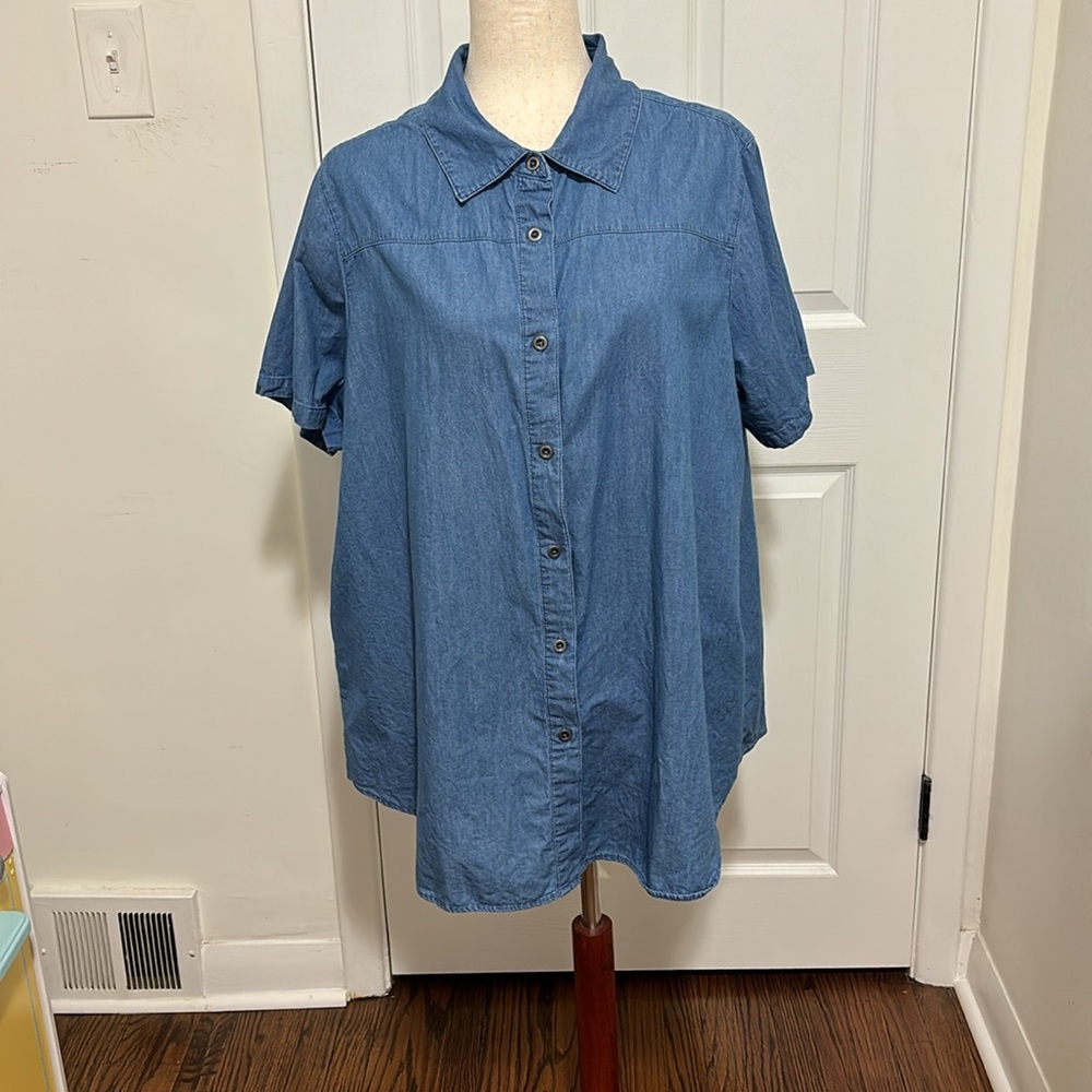 Woman Within Denim Cotton Shirt
